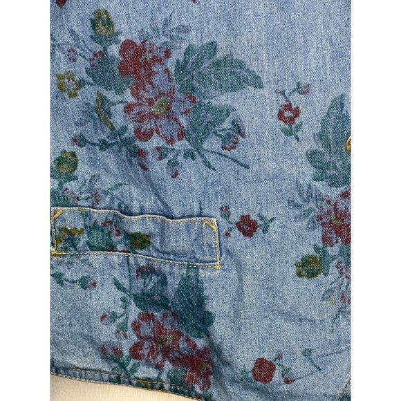 Dreams women’s large denim floral best front buttons, V neck Cotton - Picture 9 of 14